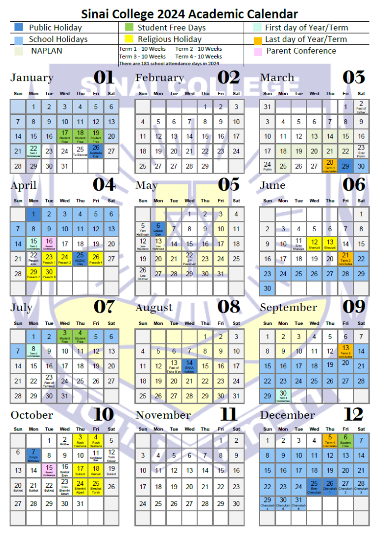 Sinai School Calendar and Events Sinai College